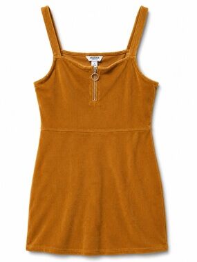 Arizona Jean Company Mustard Velvet Tank Dress with Front Zip